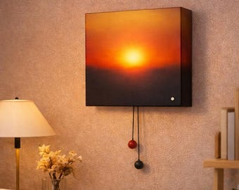Kinetic Sunset Wall Lamp, Moving Art Light, Interactive Night Light, Acrylic Metal Home Decor