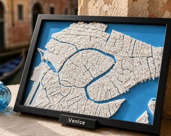 3D City Map Art, Miniature Relief Decor, 3D Printed Travel Keepsake (60mm x 180mm)