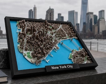Custom 3D City Map Wall Art, Personalized Framed Relief Map, Miniature Travel Keepsake Gift