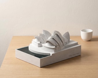 Cement Sydney Opera House Model, Minimalist Architectural Sculpture, Australia Souvenir Desk Decor
