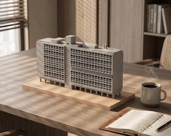Le Corbusier Unité d’Habitation Model, Paintable Cement Sculpture, Modernist Desk Decor
