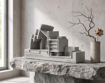 Jubilee Church Concrete Model, Richard Meier Architectural Sculpture, Minimalist Desk Decor