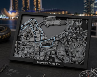 3D Race Track Map Wall Art, Framed Motorsport Circuit Decor, Track Layout Gift for Racing Fans