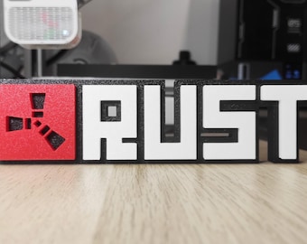 Insegna da scrivania ispirata alla ruggine, decorazione per gamer stampata in 3D, decorazione per sala giochi survival, regalo per gamer