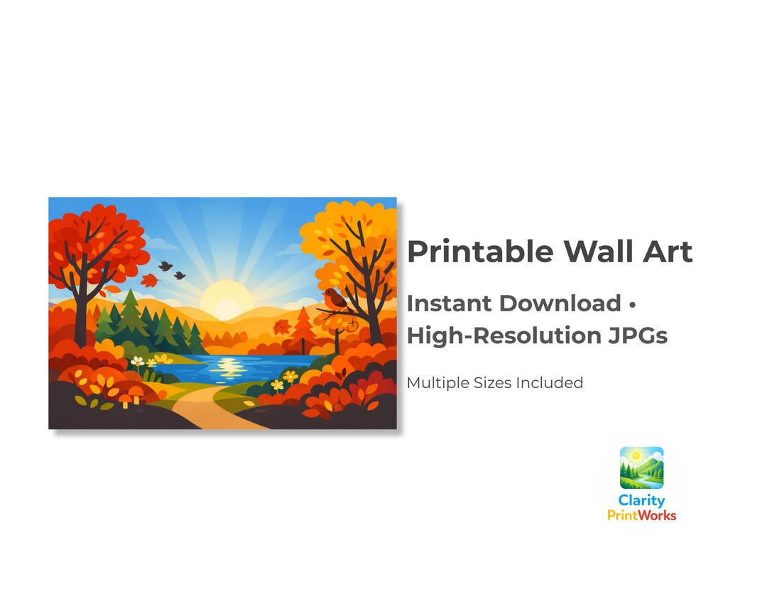 Autumn Landscape Wall Art | Printable Digital Download | Fall Forest ...