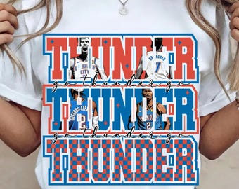 Thunder Basketball Players, png-bestand: SGA, Chet Holmgren, OKC-logo (digitale download)