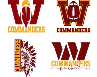 Bundel met Commanders voetballogo, Washington SVG PNG (digitale bestanden)