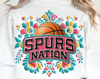 Spurs Floral Fiesta Basketball Team Mascot PNG: Duncan en Wembanyama (digitale download)