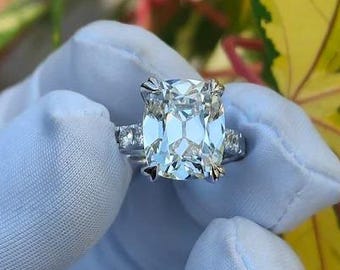 3 CT Cushion Cut Lab Grown Diamond Engagement Ring, Hidden Halo Moissanite Engagement Ring, Bridal Antique Style Diamond Ring Gift For Her.