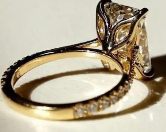 3 CT Radiant Cut Lab Grown Diamond Engagement Ring, Elongated Moissanite Diamond Ring, 14K Solid Gold Ring, Bridal Wedding Ring for Women.