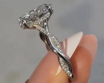 3.50 CT Oval Cut  Lab Grown Diamond Engagement Ring, Hidden Halo Moissanite Diamond Ring, 14K Solid Gold Ring, Split Shank Wedding Ring.