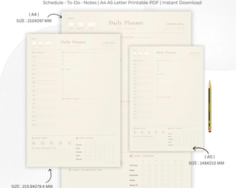 Minimalist Lofi Daily Planner Printable (A4, A5, Letter) (Instant Download)