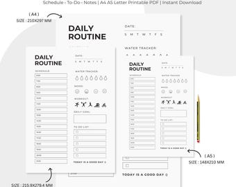 Minimal Daily Routine Planner, Schedule, Goal, Workout Tracker (PDF Download)