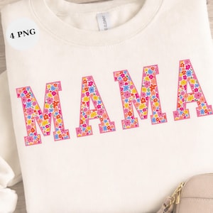 Mama Pink Floral Design: 4 PNG Mama and Girls Clipart | Sublimation File (Digital Download)