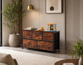 Minimalist Fabric Drawer Dresser, Bedroom Storage Cabinet, Tall Organizer Unit, Living Room Storage Furniture, Modern Chest Drawers