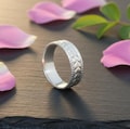 Handmade Sterling Silver Leaf Ring | Engraved Nature Wedding Band