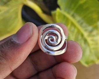 Sterling Silver Spiral Ring: Boho Minimalist Swirl Design