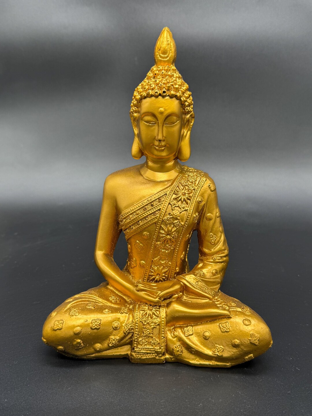 24K Gold Color Buddha Statue, Meditation Figurine, Zen Home Decor
