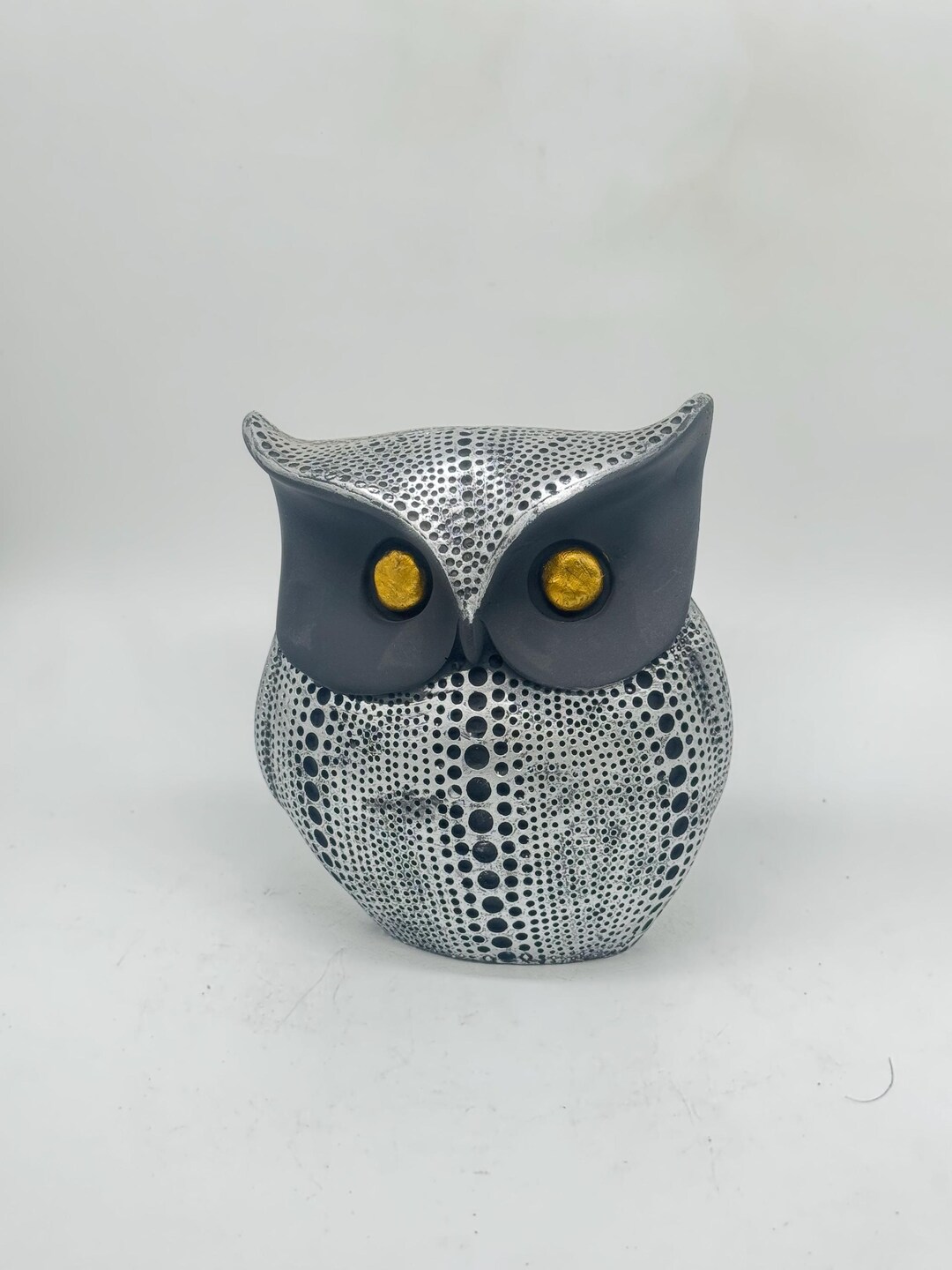 Decorative Owl Statue, Contemporary Bird Figurine, Black White Shelf ...