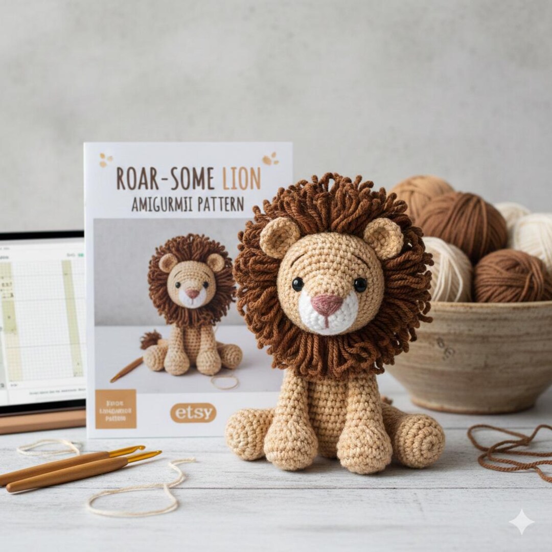 Lion Amigurumi Crochet Pattern | Realistic Jungle Animal Toy (PDF ...