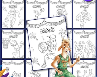 EDITABLE NAME Basketball GOAT Birthday Coloring Pages | Coloring Book | movie Party Decoration | Instant Download
