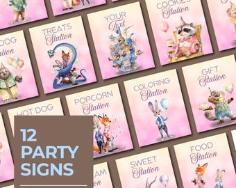 EDITABLE TEXT Zootopia 2 party signs | Birthday Favor | Food poster Party Decor | Instant Download