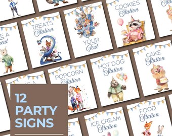 EDITABLE TEXT Zootopia 2 party signs | Birthday Favor | Food poster Party Decor | Instant Download