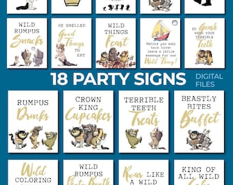 Where the wild things are Food party signs poster | Birthday Party Favor | wild one party decor | Instant Download