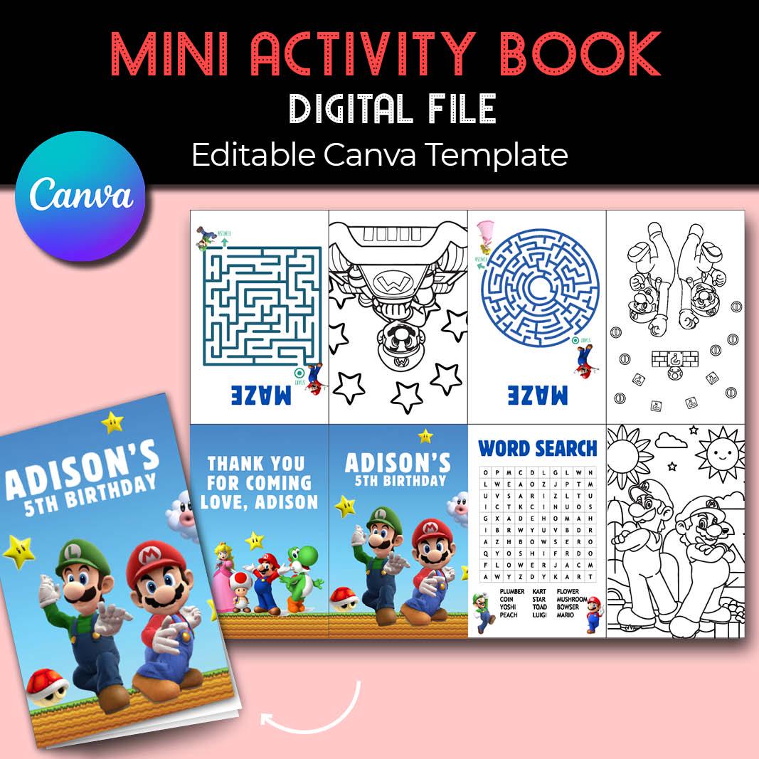 Mario Tracking Book Super Mario Mini Activity Book | Printable Party Favour Coloring ...