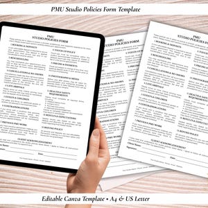 PMU Studio Policies Form - Permanent Makeup Studio Policy Template,  Editable Canva, Brow/Lip/Eyeliner PMU Paperwork, Consent & Studio Forms