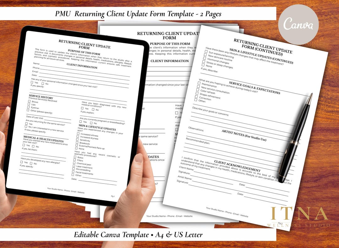 PMU Returning Client Update Form (2 Pages) - Returning Client Editable ...