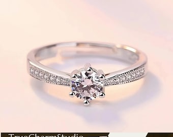 925 sterlingzilveren kristallen steen verstelbare ring voor dames meisjes sierlijke sieraden cadeau