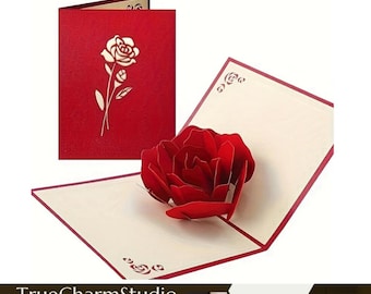 Aangepaste handgemaakte 3D-kaart met pop-uproos - Valentijnsdagcadeau - huwelijksverjaardag - verjaardagscadeau