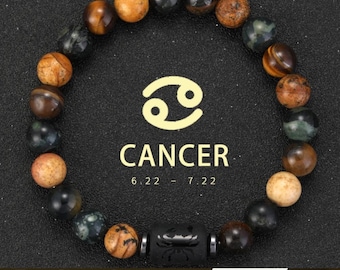 Zodiac natuurlijke Pulsera Hombre stenen armband | Cadeau-sieraden voor stellen en vrienden