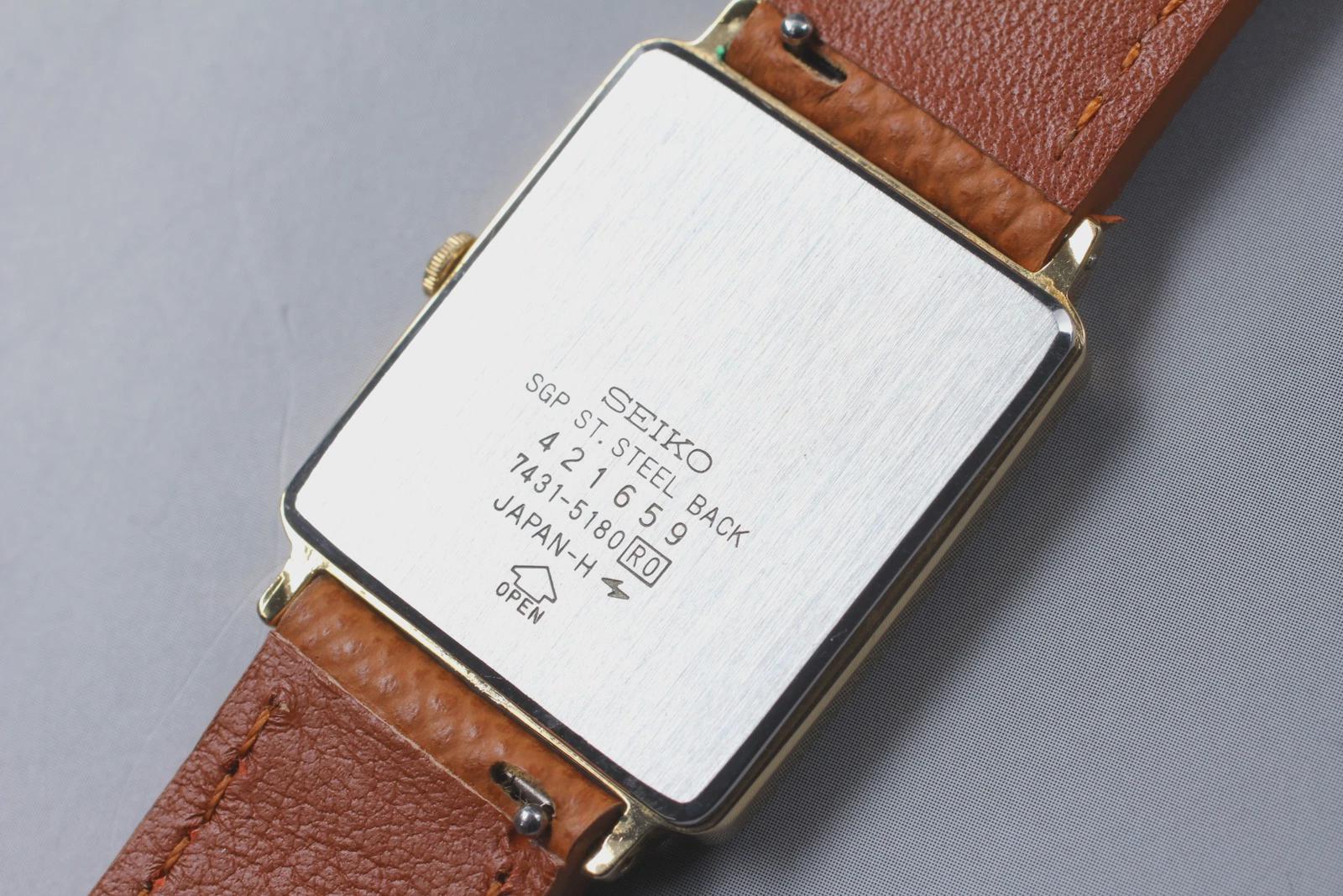 Vintage 1984 [exc+5] SEIKO 7431-5180 Quartz Gold Tank Roman Mens