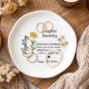 70. Geburtstag Keramik Schmuckschale, Goldrandschale, Kapitel Siebzig, Meilenstein-Geburtstags-Andenken, elegantes Geschenk für Frau 70