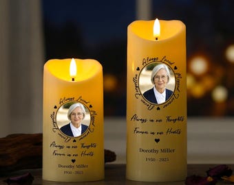 Siempre amado, nunca olvidado, siempre extrañado, vela LED conmemorativa con foto, vela de recuerdo para expresar condolencias, regalos para familiares en duelo.