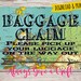 Baggage Claim Party Favor Sign for Travel Theme Party, INSTANT Download ...