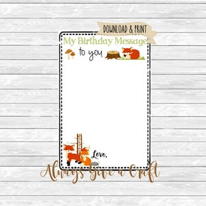 Notecards Woodland Fox Time Capsule, téléchargement immédiat, des cartes imprimables