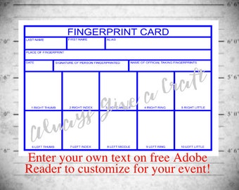 Fingerprint Card for Police Party INSTANT Download With - Etsy