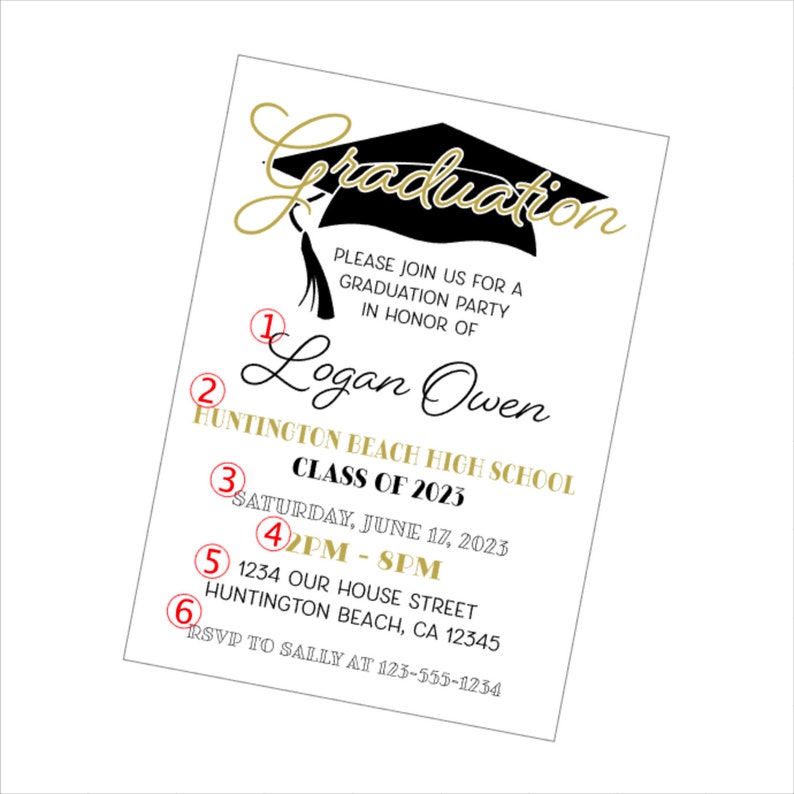 High School Graduation Party Invitation 5x7 Digital File Customizable