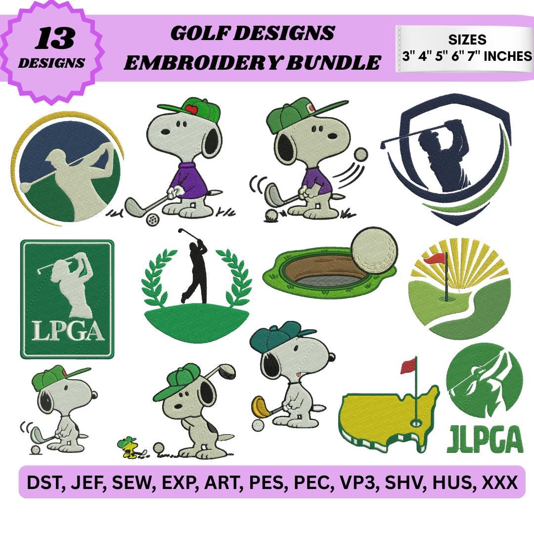 Golf Embroidery Designs Bundle Golf Ball Embroidery Mini-golf Club ...