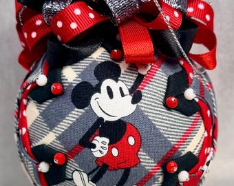 Mickey Mouse Christmas Ornament • Minnie Mouse Decor • Disney Fabric Quilted Ornament • Mickey Mouse Decoration • Disney Christmas