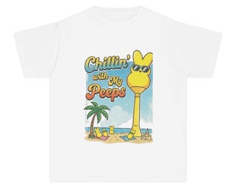 Camiseta juvenil "Relajándome con mis amigos" / Lindo estampado retro de chica playera