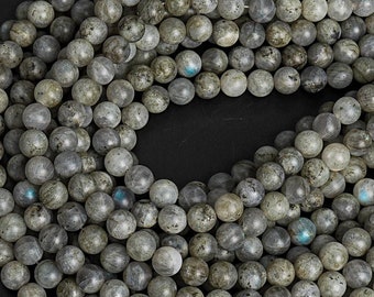 4 MM-12 MM Flitsende matgrijze labradoriet kralen natuurlijke edelsteen 15" 7,5" streng ronde losse kralen