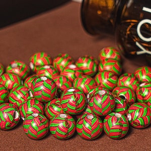 Christmas Beads 5 Pcs Bubblegum Wooden Beads 16MM Christmas Candy Beads Round Loose Beads(80334)