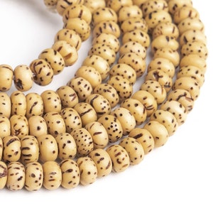 4-5x3MM Lotus Bodhi Seeds Beads 231 Pcs Natural Seed Rondelle Beads 26.5" Bulk Lot Options (80305-2609)