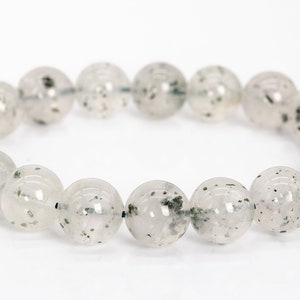 Zeldzame 11MM melkachtige mica groene toermalijn in kwarts kralen armband klasse A echte natuurlijke ronde edelsteen 7,5&quot; (112302h-3494)