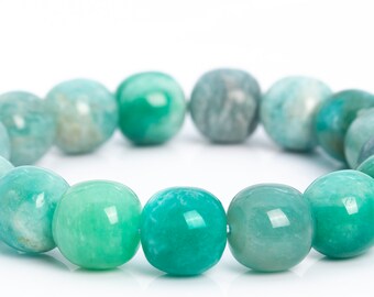 Bracciale verde con perline di amazzonite genuino, 11x11 mm, grado A, pietra preziosa naturale per tamburo a botte, 7" (112458h-3505)
