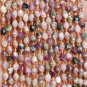 6MM Multicolor Tourmaline Beads Grade AA Genuine Natural Gemstone Drum Barrel Rice Bead Loose Beads 15&quot;/7.5&quot; Bulk Lot Options(126639)